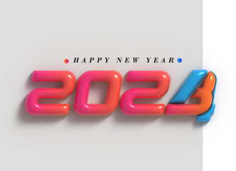 Canvas Print - 2024 Happy New Year Lettering Typographical Illustration Design.