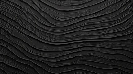 Black paper in a wavy crumpled state. Black background texture pattern. Generative AI