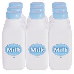 Wall Mural - Groceries theme 3D milk product , Fresh Milk bottle pack on a transparent background , 3D rendering