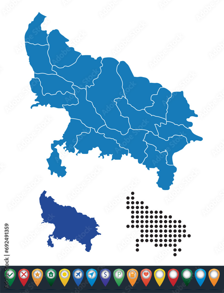 Set maps of Uttar Pradesh state Stock Vector | Adobe Stock