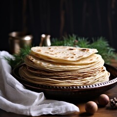 Wall Mural - Lefse: Norwegian Flatbread Wrap with Diverse Fillings