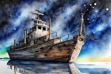 Wall Mural - ship in the night