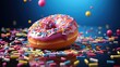 sweet sugar donut food illustration glazed yeast, indulgence treat, snack breakfast sweet sugar donut food