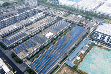 Wall Mural - solar power station on factory rooftop