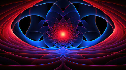 Canvas Print - symmetrical blue and red fractal background