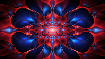 Sticker - symmetrical blue and red fractal background