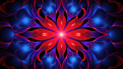 Canvas Print - symmetrical blue and red fractal background