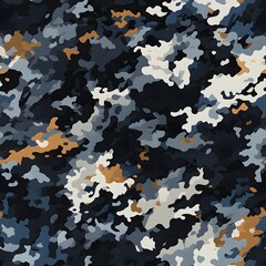 Seamless rough textured military, hunting or paintball camouflage pattern in a dark black and grey night palette