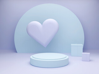 Aufkleber - MInimal podium for San Valentine`s day. 3d render. Abstract geometric background for cosmetic product. Pastel colors. 