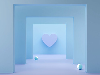 Aufkleber - MInimal podium for San Valentine`s day. 3d render. Abstract geometric background for cosmetic product. Pastel colors. 