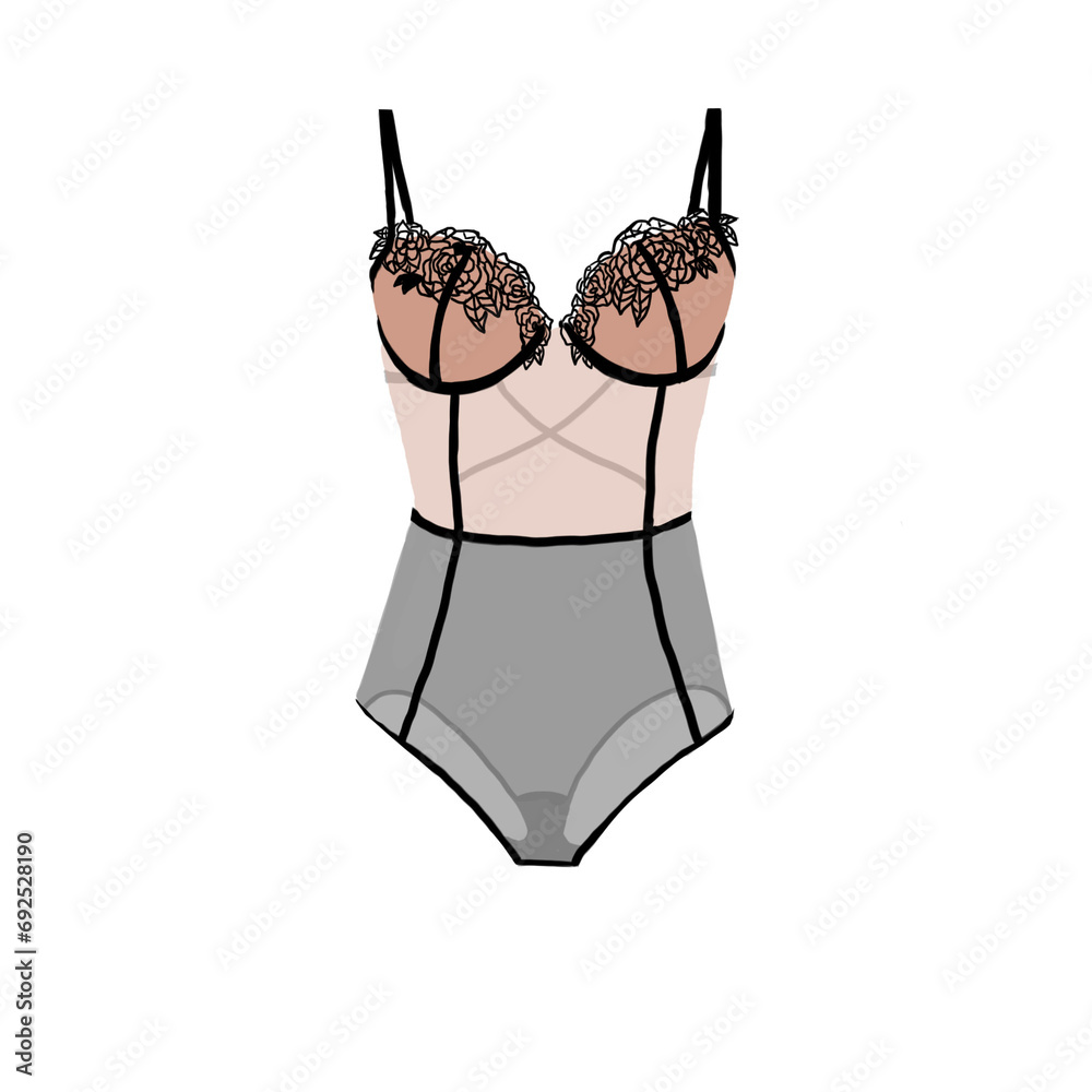 Body lingerie, corpo, roupa íntima, ilustração, moda, mulheres ...