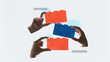 © Lustre Art Group  - Human hands connecting block symbolizing well-coordinated teamwork, assistance and successful business strategies. Contemporary art collage.