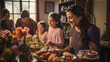 © ClicksdeMexico - Familia latina celebrando a las madres reunidas con comida tradicional para el 10 de mayo, felicidad en familia