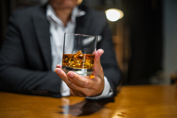 Celebrate whiskey on a friendly party in  restaurant