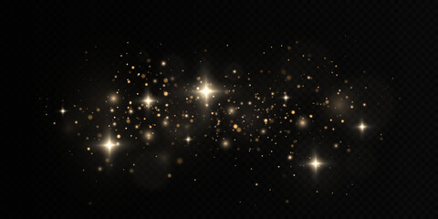 golden confetti and glitter texture on black background. sparkling space magical dust particles. chr