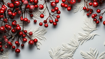 Wall Mural - fresh berries on the wooden background with christmas decor