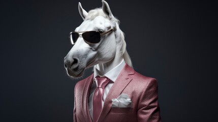  Funny Horse with a suit and sunglasses