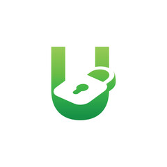 Fototapete - modern initial letter U padlock logo