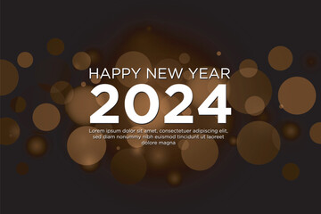 Happy new year background design. With white 2024 numbers on beautiful bokeh background