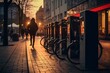 Electric Bike Charging Station on a City Street at Dusk
