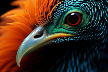Poster - Cassowary - Rich orange and green abstract shapes in a rounded form.