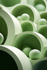 Aufkleber - Rich range and green abstract shapes in a rounded form.