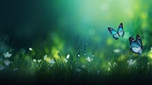 Abstract Natural Background With Butterflies