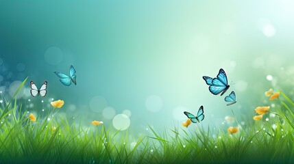 Wall Mural - abstract natural background with butterflies