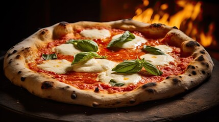 Wall Mural - Wood-fired Margherita pizza.. Generative AI