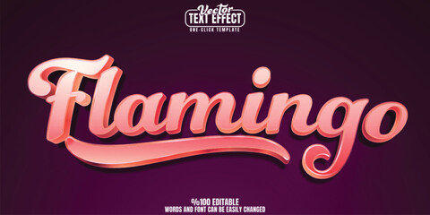 Wall Mural - Flamingo editable text effect, customizable pink and girl 3D font style