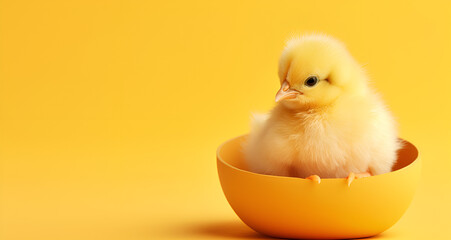 Wall Mural - chicken, chick, bird, baby, yellow, easter, animal, isolated, egg, small, poultry, white, fluffy, young, newborn, little, hen, feather, one, cute, spring
