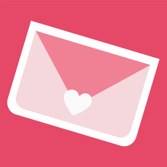 Wall Mural - Letter envelope with Heart on it, sent by mail in pink color. Sticker for Social media, messages of love, fraternity or friendship. Vector Flat Cartoon illustration, Valentine day concept for Postcard