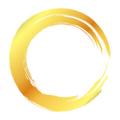 Leinwandbilder - golden circle frame isolated on transparent background. hand drawn round brush stroke. vector illust