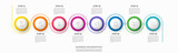 Fototapeta  - Vector line infographics with 8 circles. Business concept graphic process template with eight steps. Graphic timeline for app, website, interface, chart, levels, web, diagram, banner, presentations