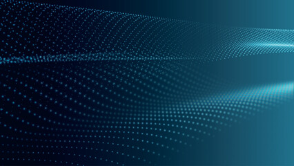 Poster - Abstract digital particle wave. Futuristic dotted wave. Big data digital code. Technology or science banner. Technology background vector. Vector illustration.