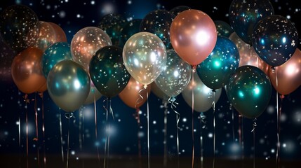 Wall Mural - Illuminate your birthday with the brilliance of foil balloons. Each one is a shining star in the constellation of your celebration, adding a touch of radiance.