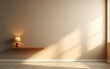 © garpinina - sfondo minimalista vuoto per inserimento e promozione di prodotto, luce finestra , , luce su muro color beige , colori tono su tono armonici
