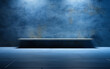 © garpinina - sfondo minimalista vuoto per inserimento e promozione di prodotto, luce finestra , , luce su muro color blu, colori tono su tono armonici