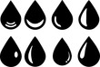 Water,oil petroleum droplets, symbol of fuel and energy. Drops icons set. Flat droplet logo shapes collection in multiple styles. High resolution Water, blood, oil and other drops easy to reuse.