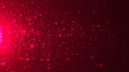 Poster - Dynamic wave of glowing particles. Digital technology background. Sparkling bright particles fly in space. Flickering particles with bokeh effect. 3d rendering.