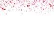 Celebration banner template with red confetti for holiday, party, Valentine's Day