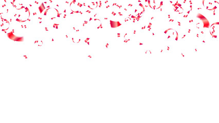 Wall Mural - Celebration banner template with red confetti for holiday, party, Valentine's Day