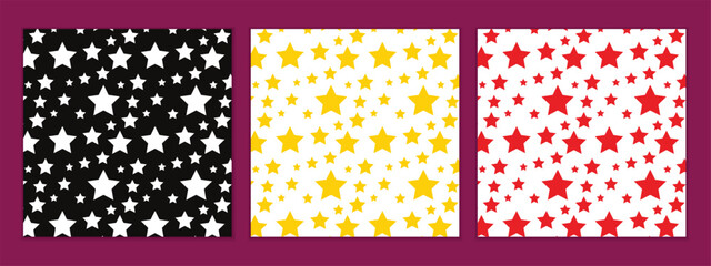 Poster - abstract seamless set of yellow white red star pattern perfect for banner poster.