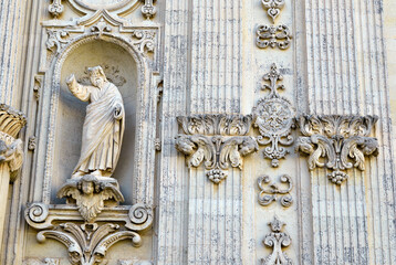 Wall Mural - Baroque architectural details of the Cathedral of Santa Maria Assunta is the main place of worship. It is located in Piazza del Duomo, in the historic center of the city of Lecce Italy