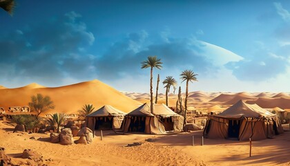 Wall Mural - village in the desert tent houses suitable as a background
