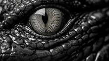 A Black & White Close Shot, Eye Of An Alligator