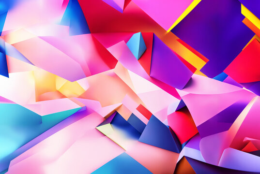 Abstract clourful geometric background. Generative ai. Copy space for your text or decoration. Bright modern backdrop.
