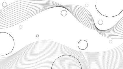 Poster - Abstract curve wave and circle background. Futuristic wavy geometric shape with digital flowing presentation and creative vector banner