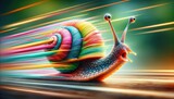 Fototapeta  - Colorful Speeding Snail