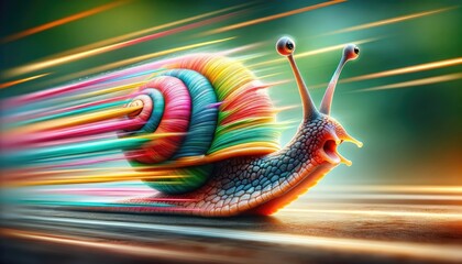 colorful speeding snail